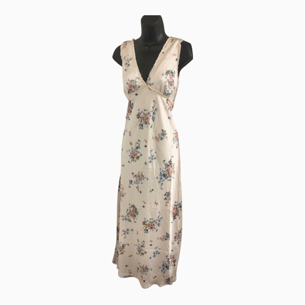Jessica Simpson cream ditsy floral satin effect maxi dress size medium brand new - Picture 12 of 16
